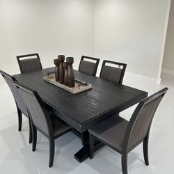 Rustic Dark Wood Dining Table and 6 Chairs * MOVING SALE