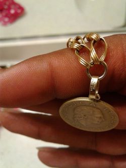14k italian coin with electroplated gold chain