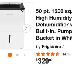 50 pt. 1200 sq.ft. High Humidity Dehumidifier with Built-in. Pump and Bucket in White 