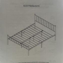 Whit Metal Queen Bed frame