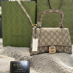 Balenciaga X GUCCI GG Supreme Hourglass Bag And Wallet