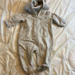 Infant Size 0-3m Gray Sweatshirt Pj Pajamas Footed