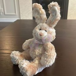 Gund Tan Easter Bunny Rabbit Cleo 11” inches Excellent Condition Colourful Bow 