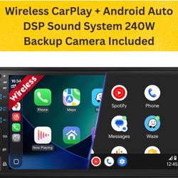 7” Double Din Car Stereo Wireless CarPlay Android Auto DSP 240W Backup Camera Bluetooth