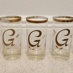 Textured letter silver G monogram glasses, mid century