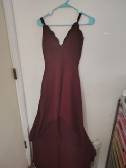 Burgundy Maxi Dress with Scalloped Neckline