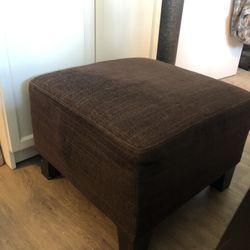 Square Ottoman Brown Fabric