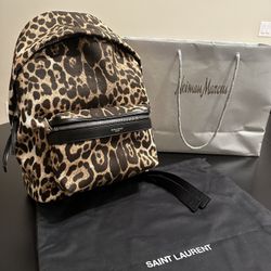 Saint Laurent Leopard Print Backpack 