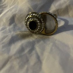 Women’s Vintage Juicy Couture Black And Gold Rhinestone Makeup Ring Size 8 It’s Gorgeous 