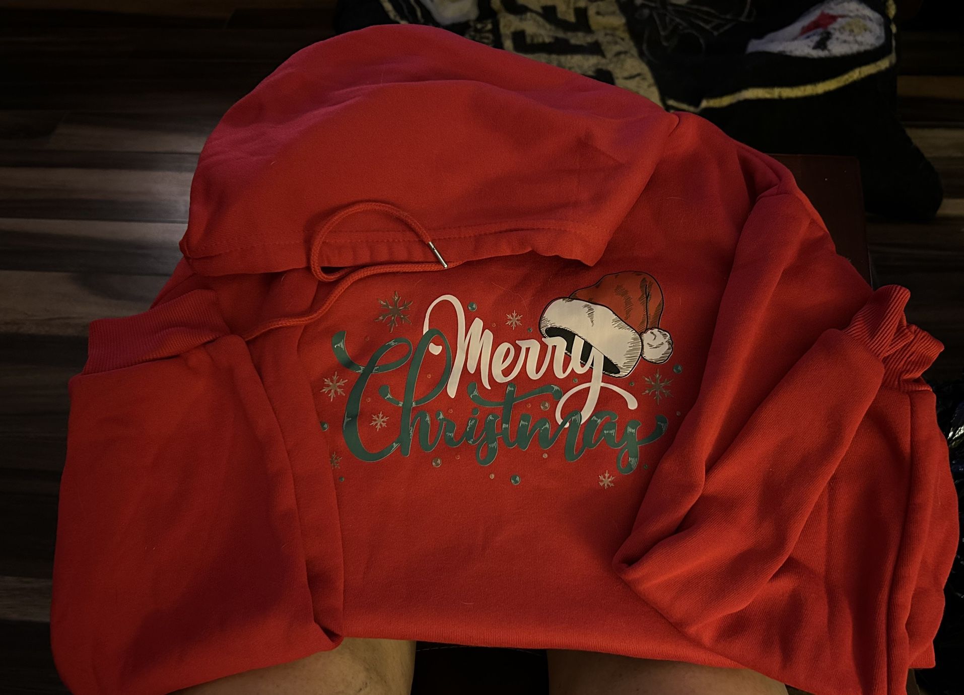 Ladies Size M Christmas, Red Hooded Sweatshirt