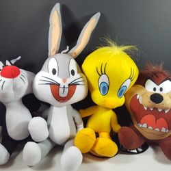 Looney Tunes Sylvester Tweety Bugs Taz Set of 4 Stuffed Animals Plush Toy 8"