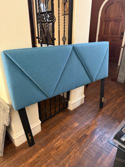 Boyd Sleep Vector Blue Linen Queen Upholstered Platform Bed Headboard for 43.5” and 47.5” heights