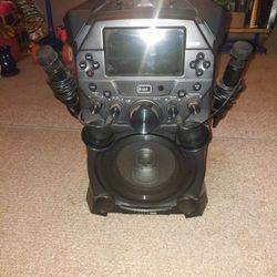 Karaoke Machine Singing Machine HDMI & Screen, Strobe Light, Dual Microphones, Subwoofer, Wheels & Handle