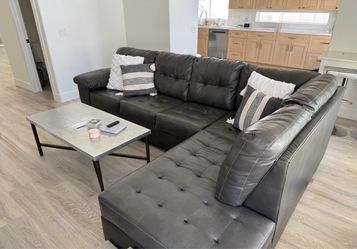 Dark Gray Sectional Sofa with Chaise