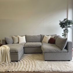 Large Cloud Gray Sectional Sofa with ottoman