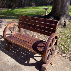 Hand Carved Wooden Wagon Bench