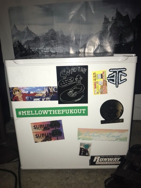 Mini Fridge (w/ stickers on it)