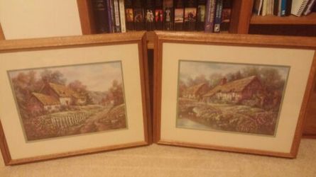 Two pictures in nice oak frames