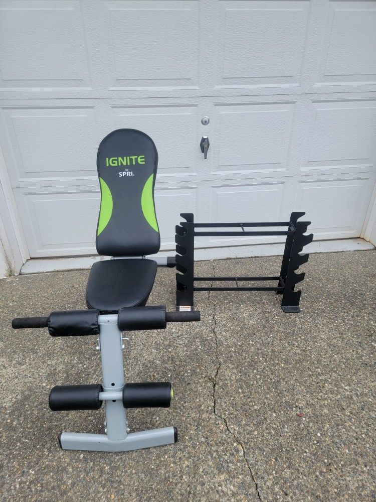 Adjustable Weight Bench And Weight Rack