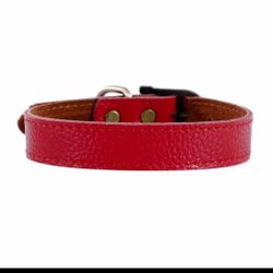Red Leather Collar For Small Cat Or Very Small Dog