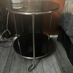 Vintage IKEA Black Glass & Metal Cocktail Table