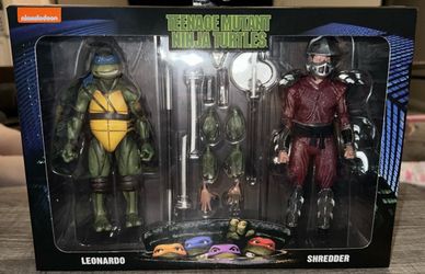 Neca Leonardo & Shredder 1990 Movie Roof Top Battle Teenage Mutant Ninja Turtles TMNT