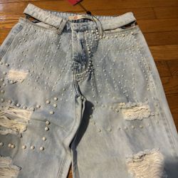 embroidered jeans