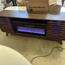 new，70”TV stand with fireplace
