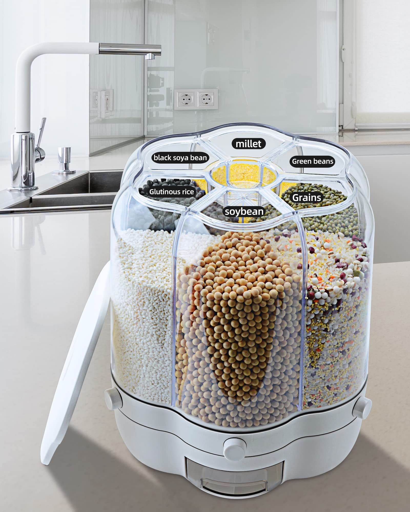 Grain Dispenser, 11 Qt Rotating Storage (3)