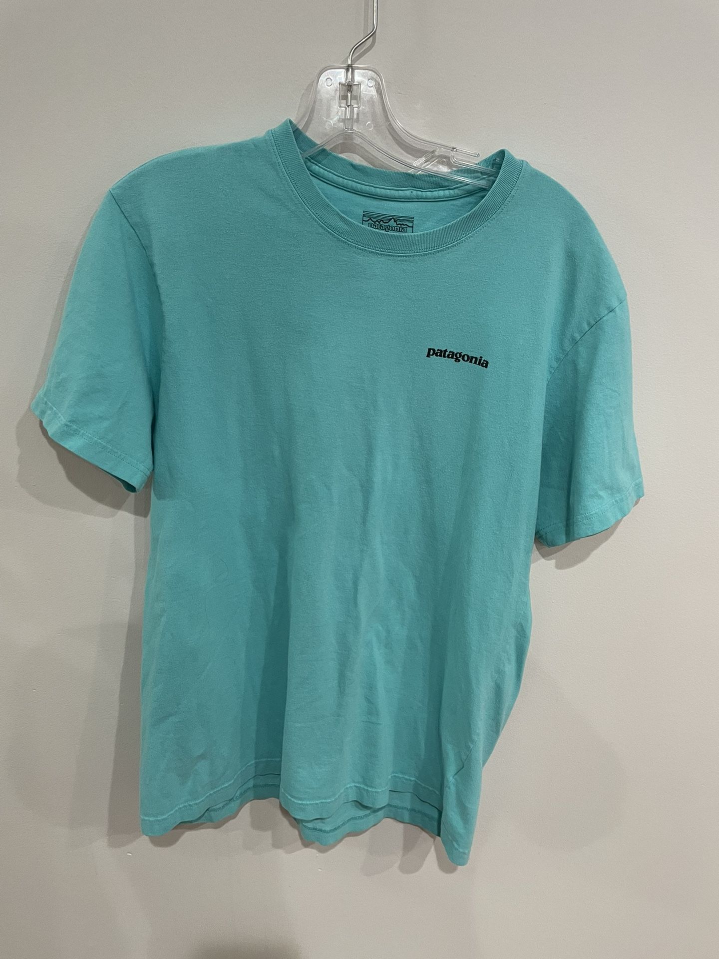 Patagonia Mens Medium Teal Logo Short Sleeve T-Shirt Regular Fit