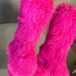 Shaggy Real Fur Knee Boots Size 9.5, 10 Message True Size & Order 