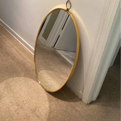 Gold Metal Oval Wall Mirror