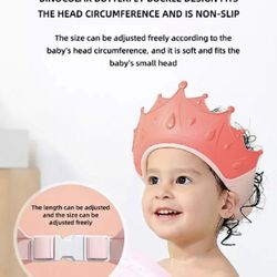 Children Baby Shower Cap Kids Shampoo Bath Wash Adjustable Hair Shield Visor Hat Pink
