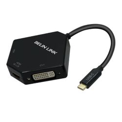 USB C to DVI/VGA/HDMI Adapter Thunderbolt 3 with Gold-Plated Connector 3 in 1 Type C Multiport Adapter for HDMI DVI VGA Compatible for MacBook Pro/Del