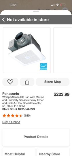 Panasonic WhisperSense DC Bathroom Exhaust Fan