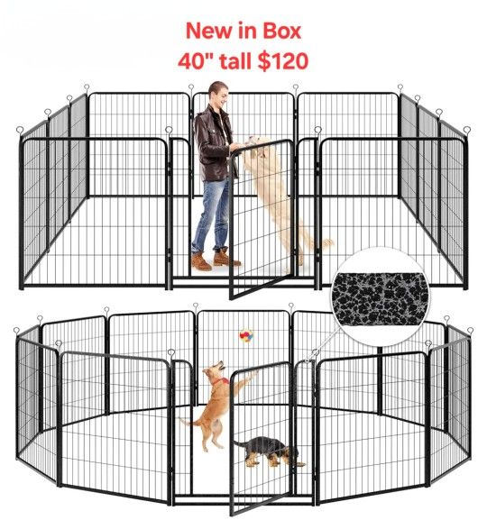 New 40 Tall Heavy Duty 12 Panel Dog Playpen with Door 79 Sqft