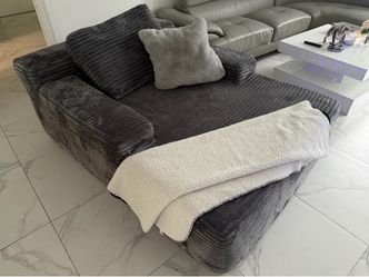 Oversized Corduroy Chaise Lounge Chair — Dark Gray, Super Comfy