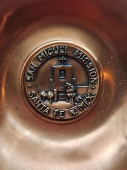 Vintage San Miguel Mission Santa Fe New Mexico Solid Copper Ashtray
