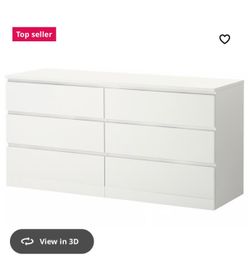 IKEA - MALM 6-drawer dresser, white, 63x30 3/4 "