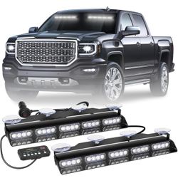 XRIDONSEN 4 x 14 inch White Emergency Dash Windshield Strobe Lights & Dash Strob