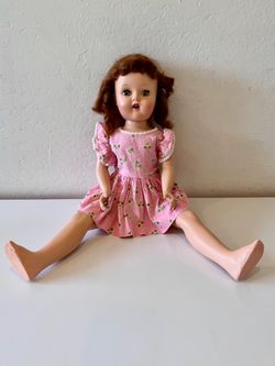 Raving Beauty Doll 1950s auburn hair sleepy blue eyes 20” open mouth teeth marked 210