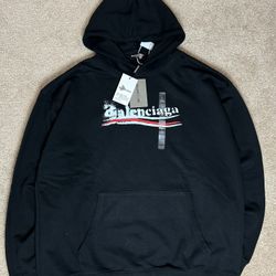 Black Distressed-Print Luxury Hoodie – New