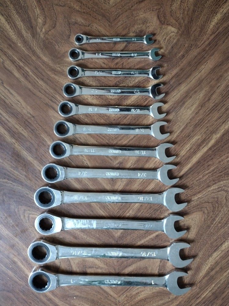 QUINN 100 Tooth SAE Ratcheting Combination Wrench Set, Standard