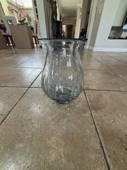 Large Clear Blue Glass Vase