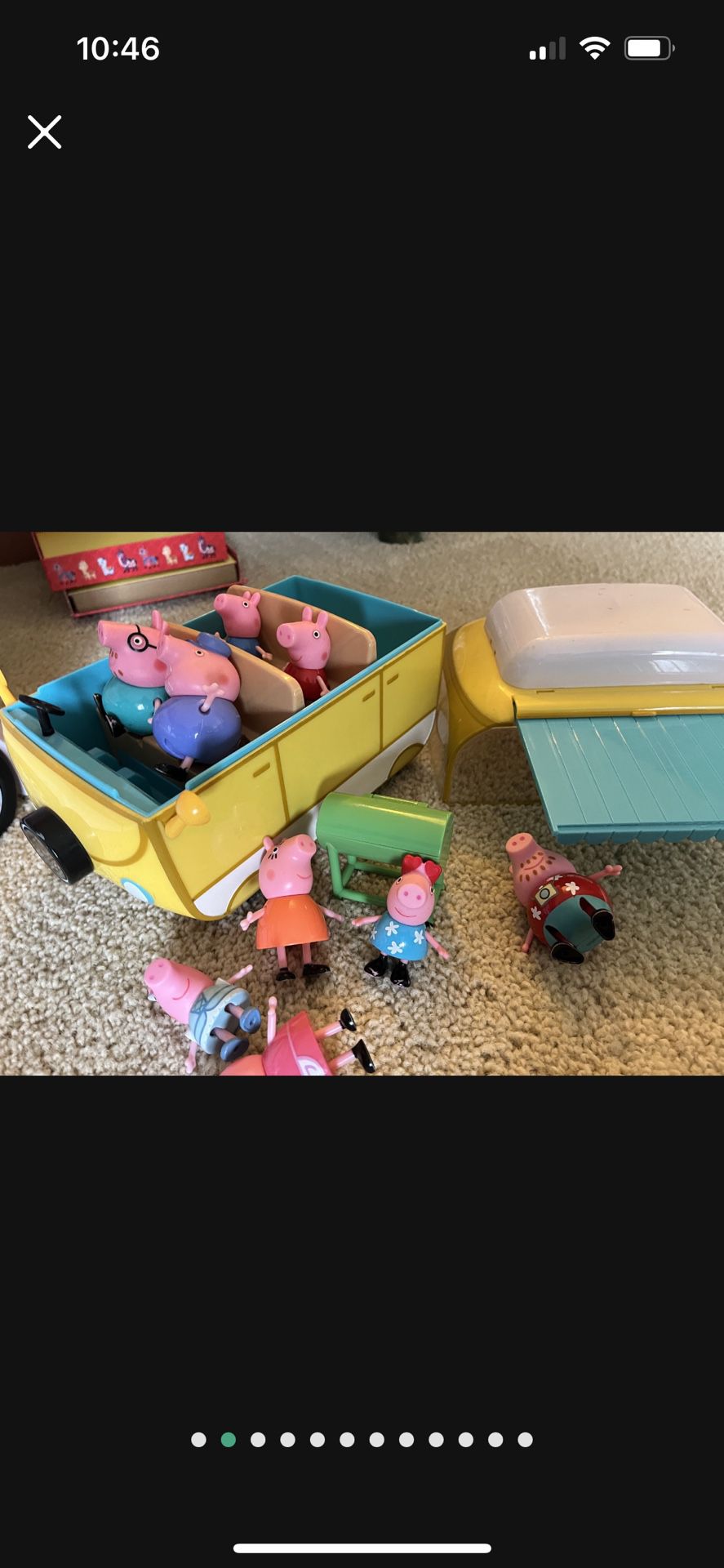 Lot Of Toys, Peppa Pig picnic van caravan. Tons of Peppa Pig, toys, and figurines. Barbie Ambulance, 2 soft heart throw pillows, gymnastics Barbie, ho