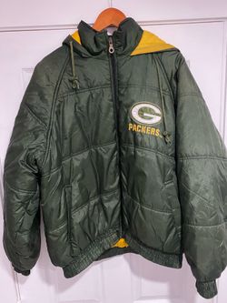 Greenbay packers jacket puffer vintage size XL sports football hood