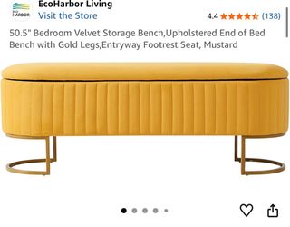 Velvet Storage Bench Mustard 50.5"