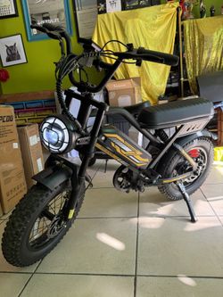 Adult Electric Bicycle - 16"x 4" Wide Tires, 1000W Peak Electric Bike Motorcycle, 7 Speeds, 48V 15.6/18.2AH Battery, Long Seat Electric Bicycle No key