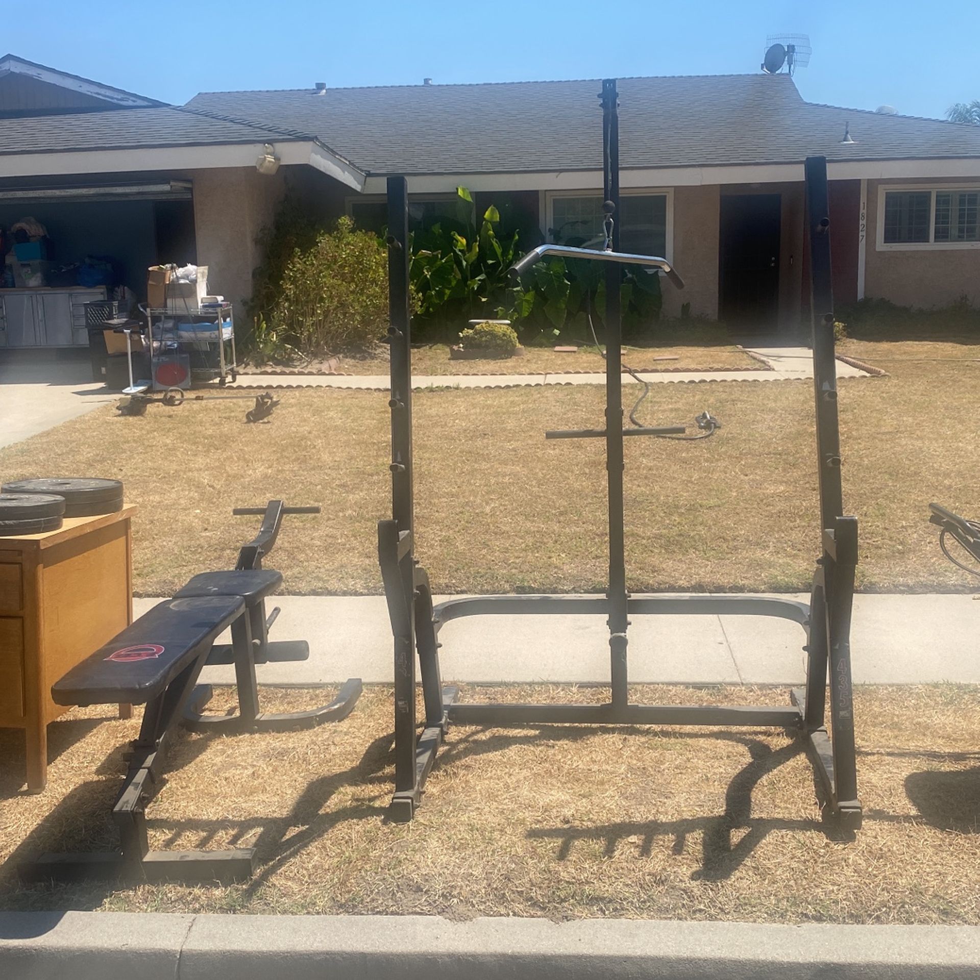 Black Weight Bench + Weights