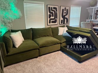 (Last One Left) Olive Velvet Kova-Style Cloud Couch